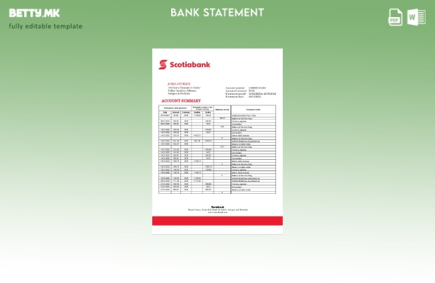 Модерен стил Шаблон за извод од банка на Антигва и Барбуда Scotiabank